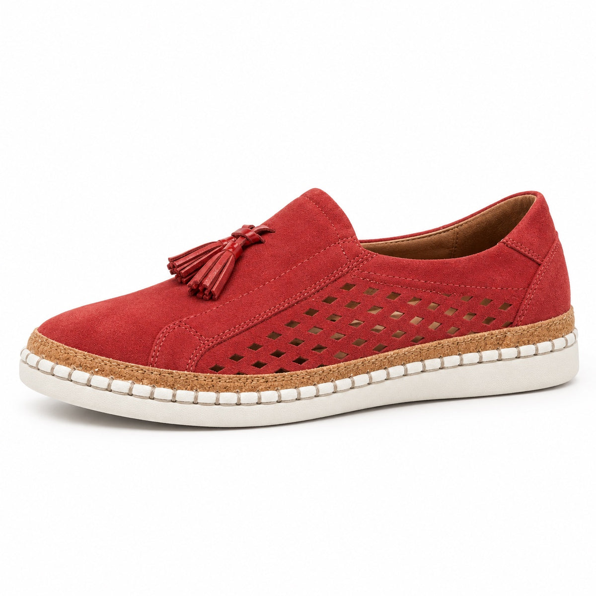 Logan – Unisex Slip-On Sneakers in Coral Red