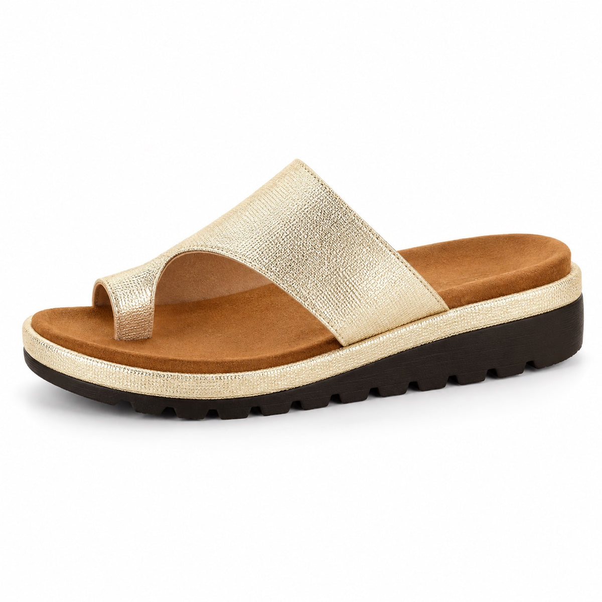 Louise – Women's Wide Toe Box Sandals in Gold