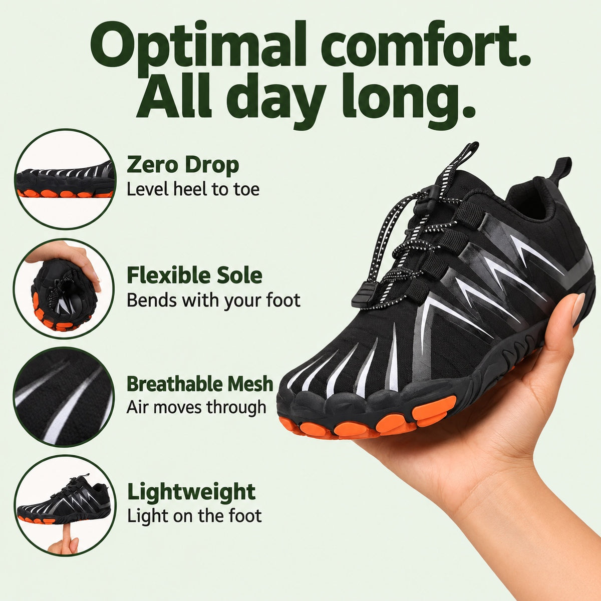 Luke – Unisex Barefoot Sneakers, features