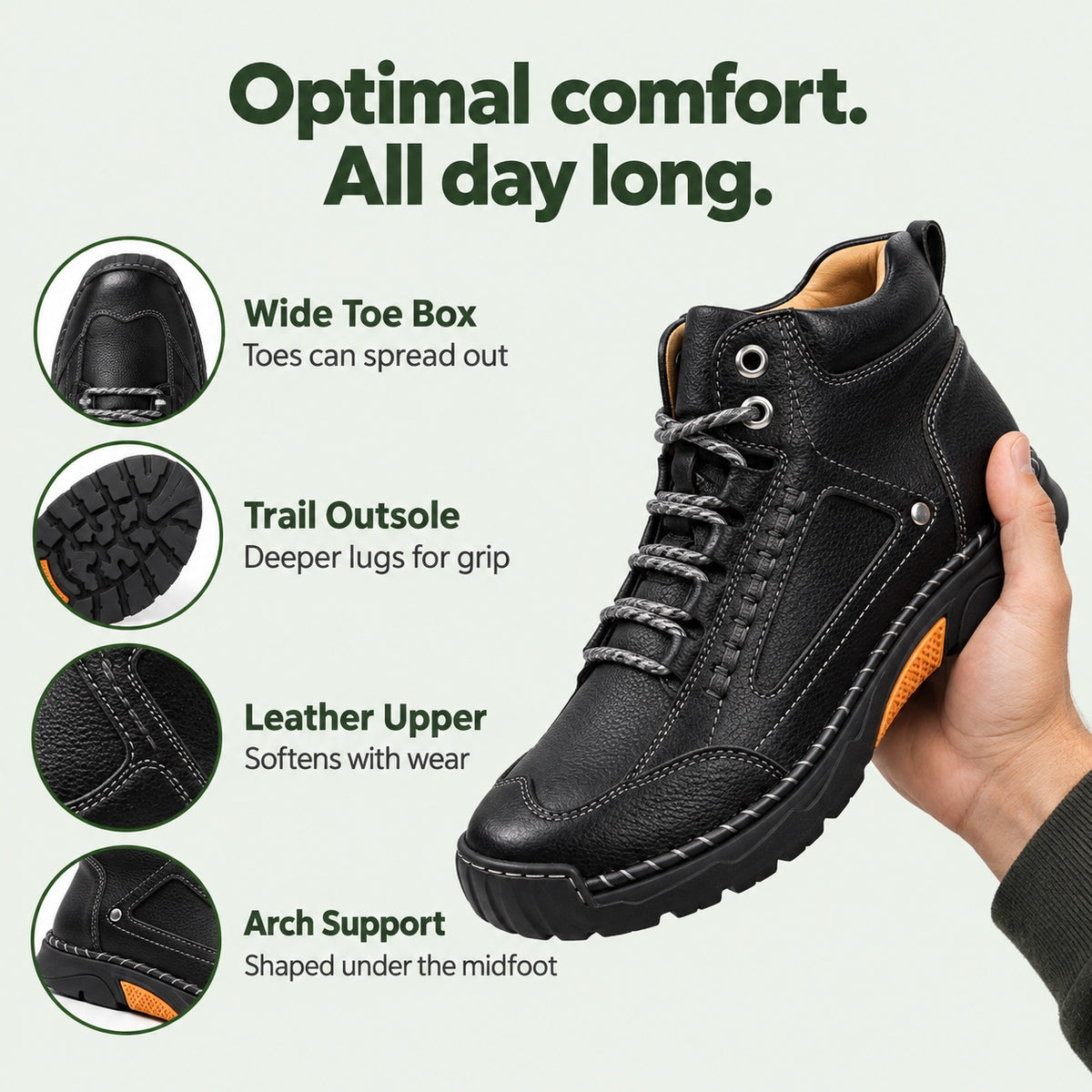 Mathew – Men's Comfort Boots, features