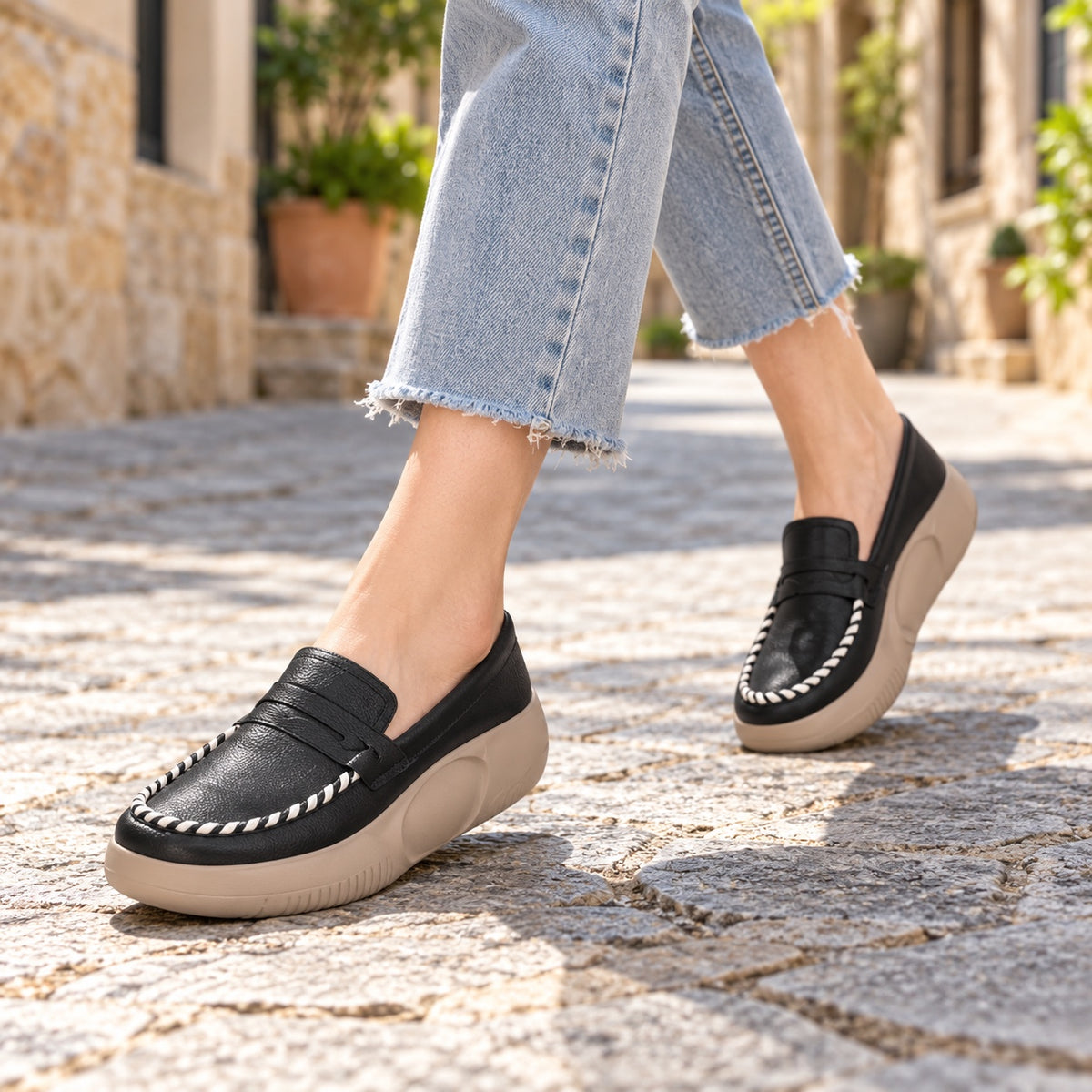Maxine – Women's Wide Toe Box Loafers, worn on a walk