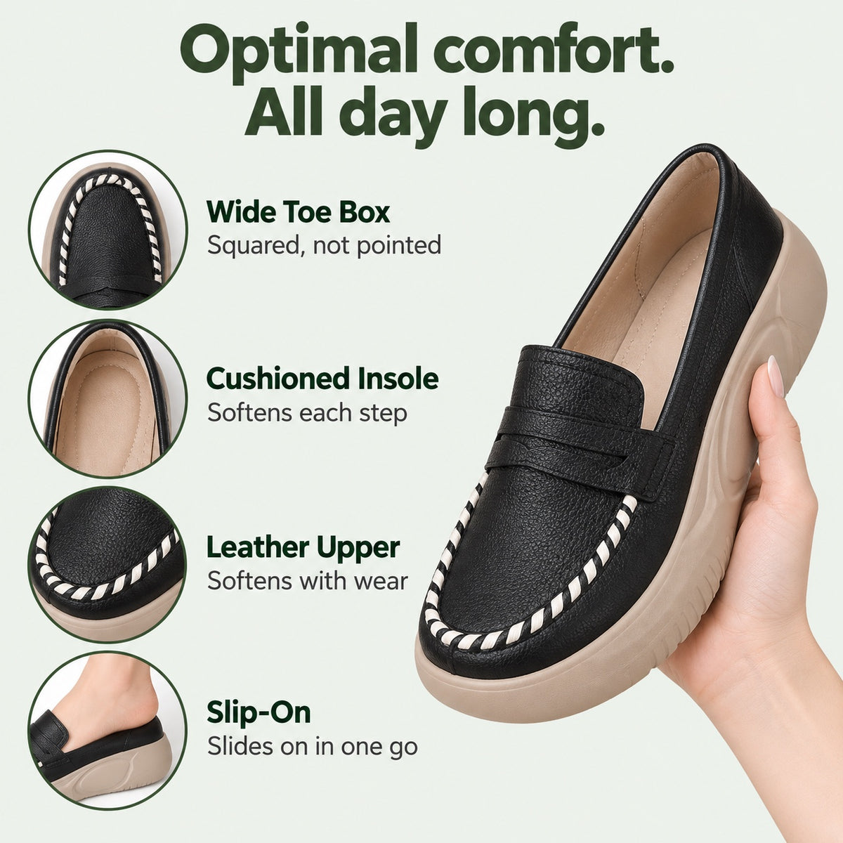 Maxine – Women's Wide Toe Box Loafers, features