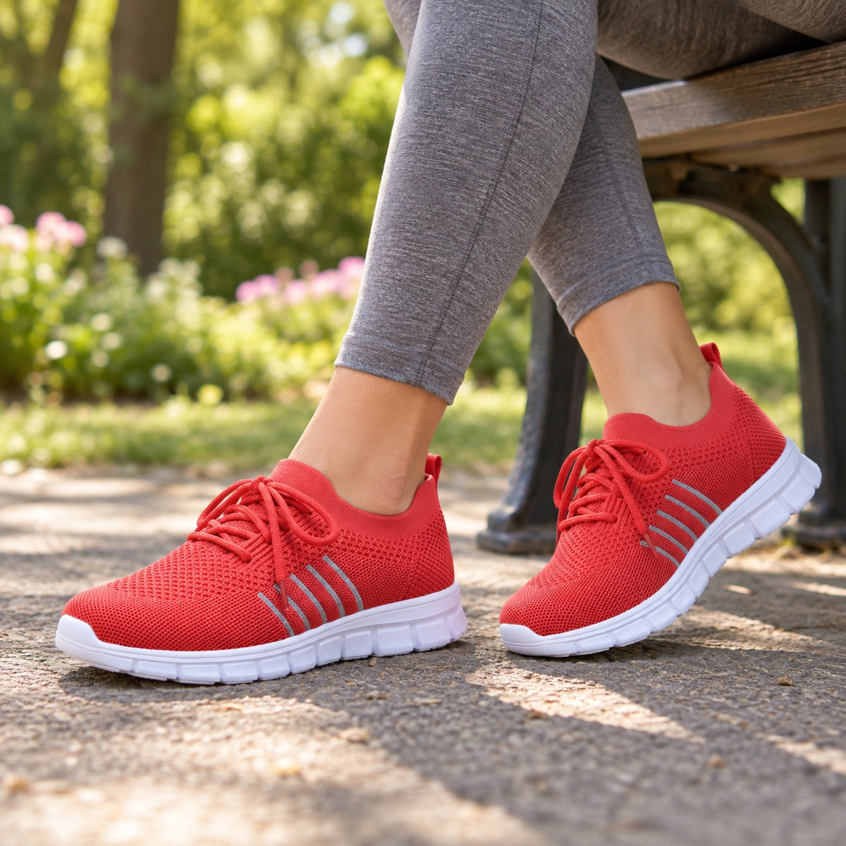 Monica – Women's Arch Support Sneakers, worn on a walk