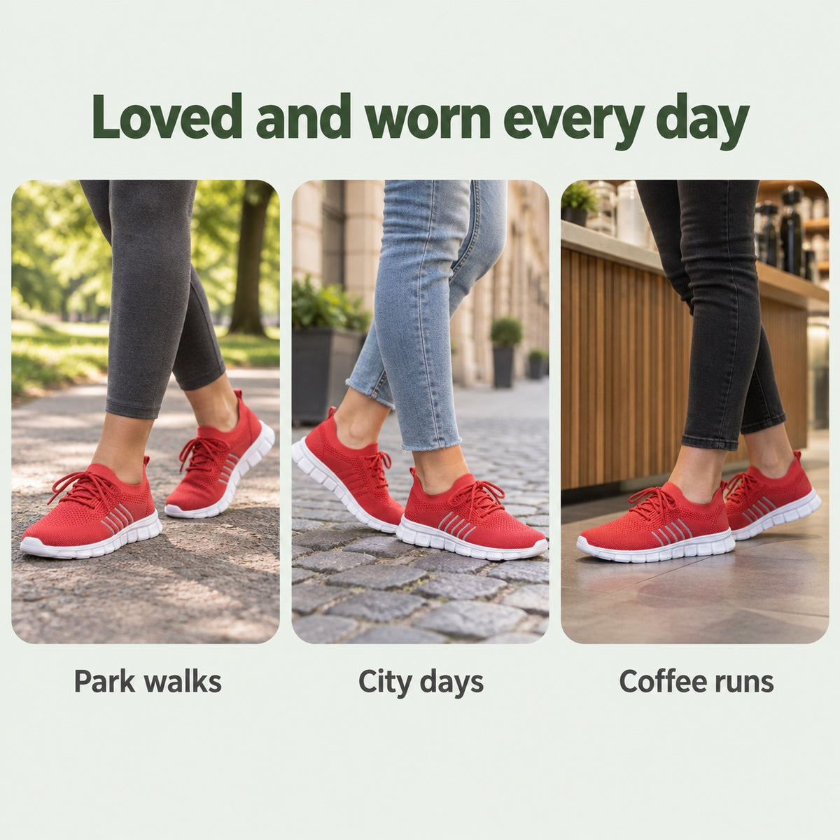 Monica – Women's Arch Support Sneakers, worn every day