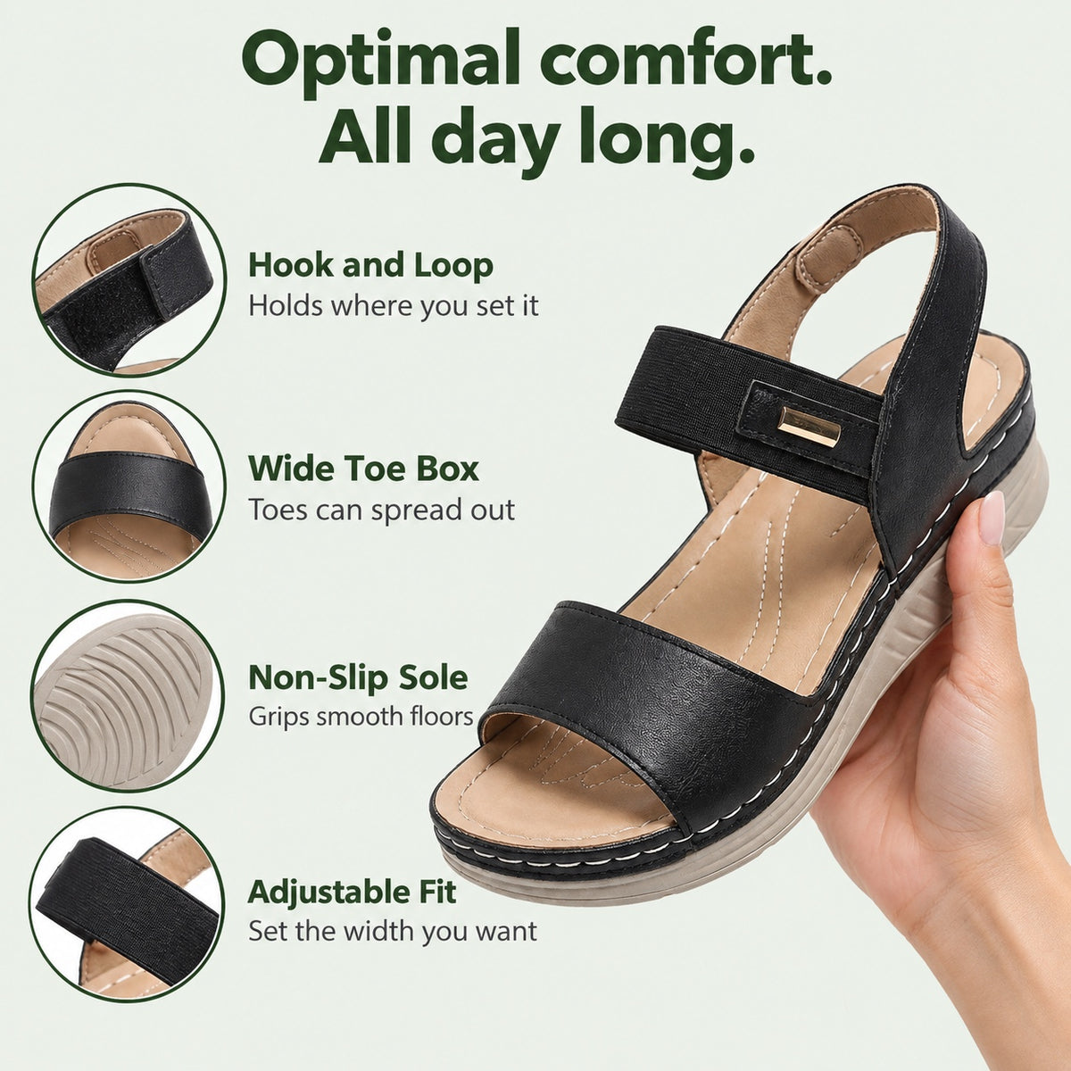 Monique – Women's Wide Toe Box Sandals, features