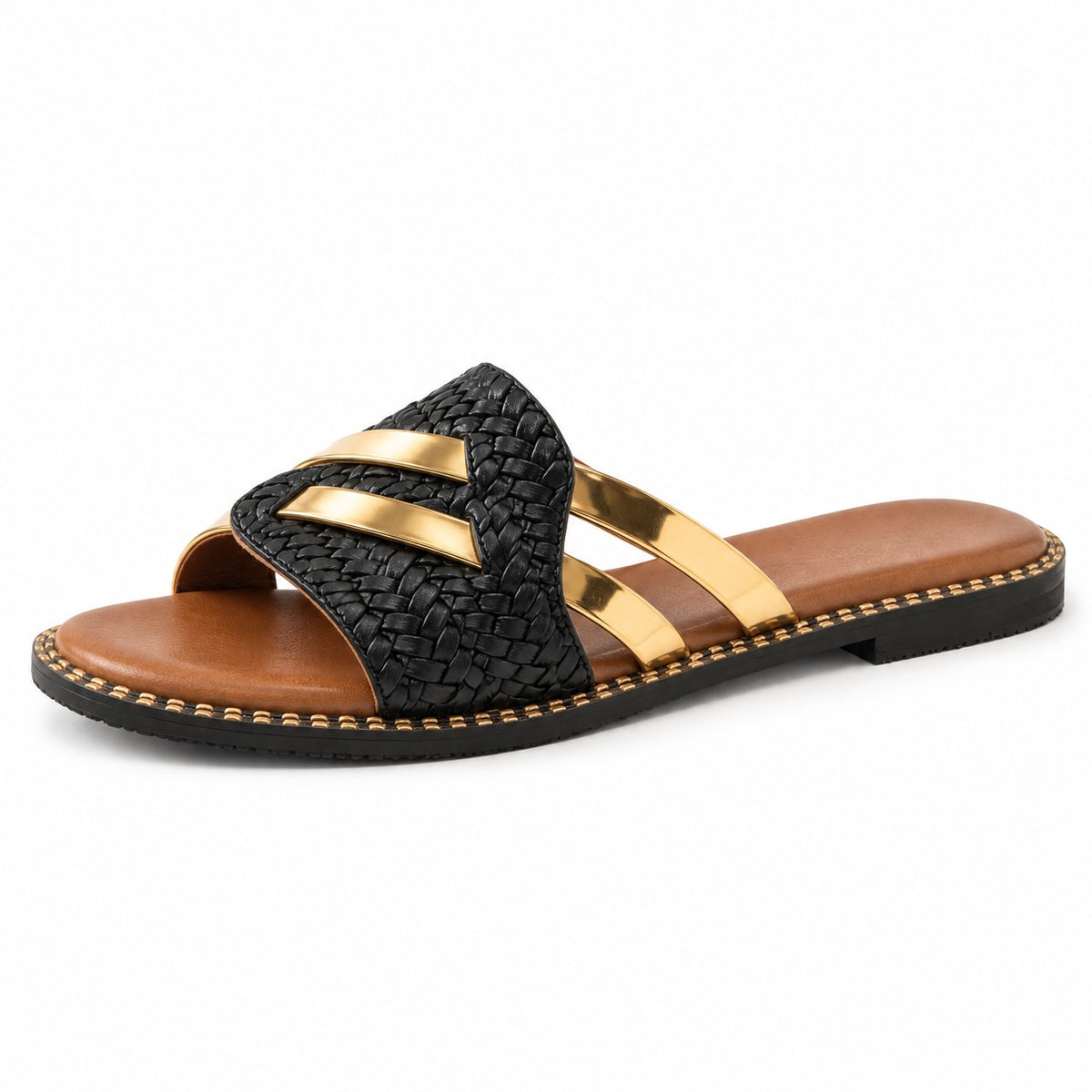 Moreno – Unisex Comfortable Sandals in Classic Black Gold