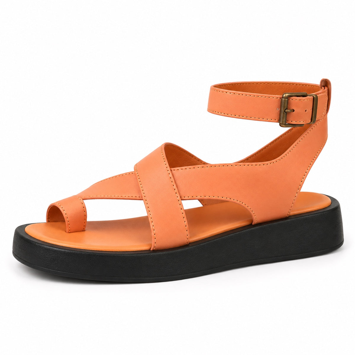 Morgan – Unisex Wide Toe Box Sandals in Orange