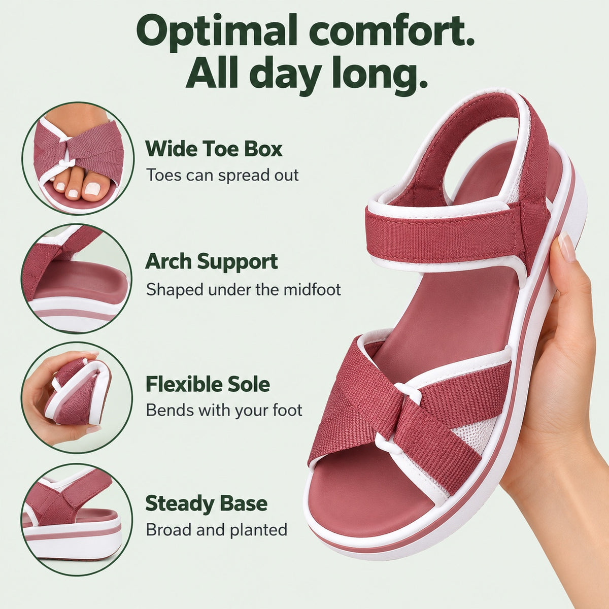 Patrice – Women's Wide Toe Box Sandals, features