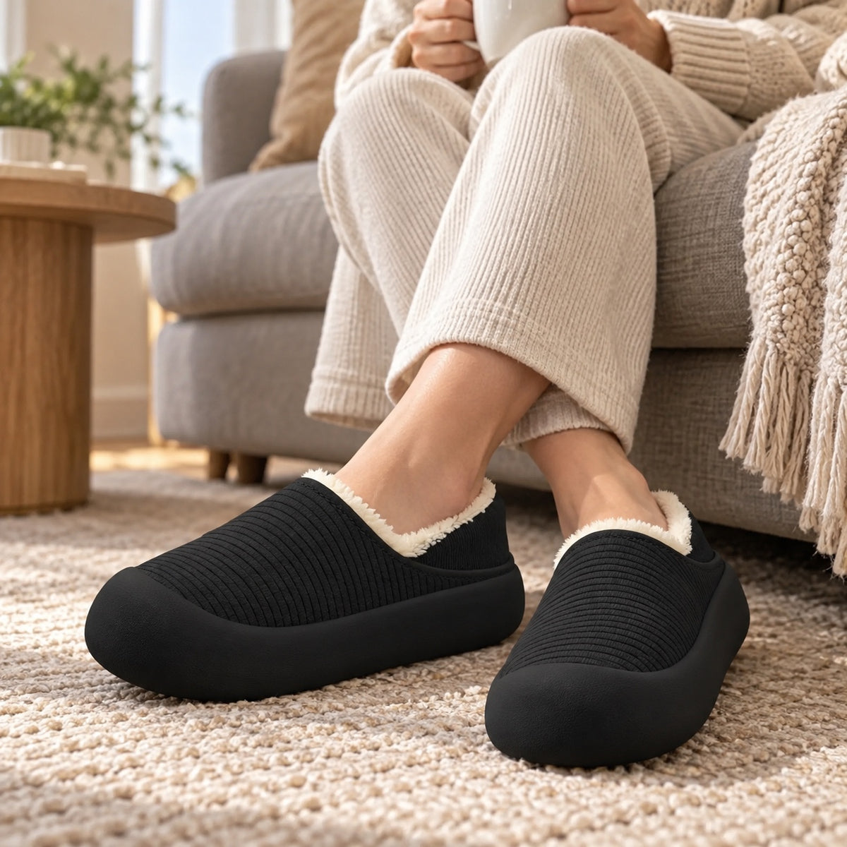 Pearl – Women's Comfort Slippers, worn on a walk