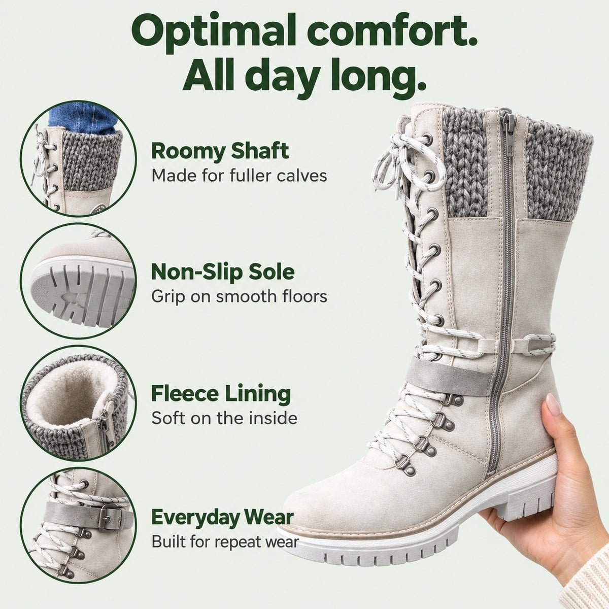 Rachel – Women's Wide Calf Boots, features