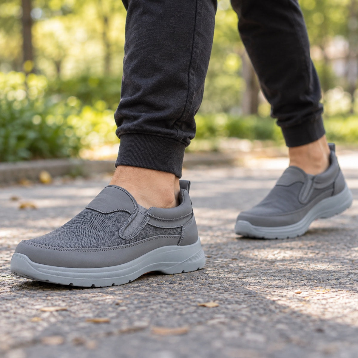 Randall – Men's Slip-On Sneakers, worn on a walk