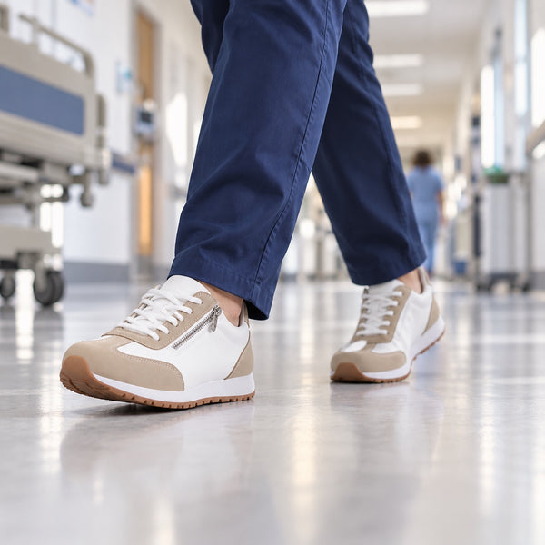 Raquel – Women's Nursing Shoes, worn on a walk