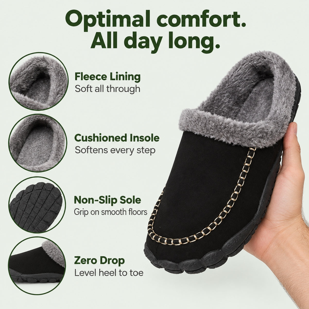 Rory – Unisex Comfort Slippers, features