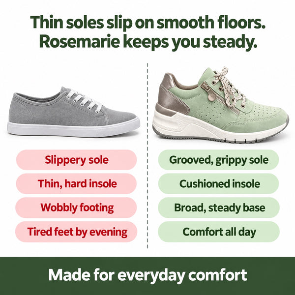 Rosemarie – Women's Orthopedic Sneakers, compared with an ordinary shoe