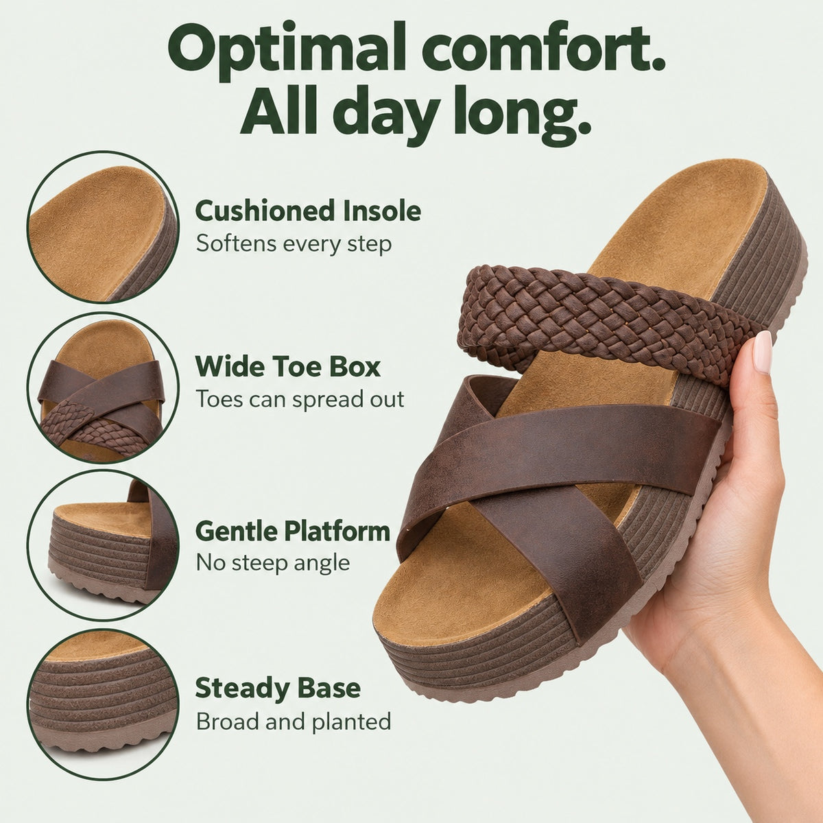 Rowan – Unisex Wide Toe Box Sandals, features