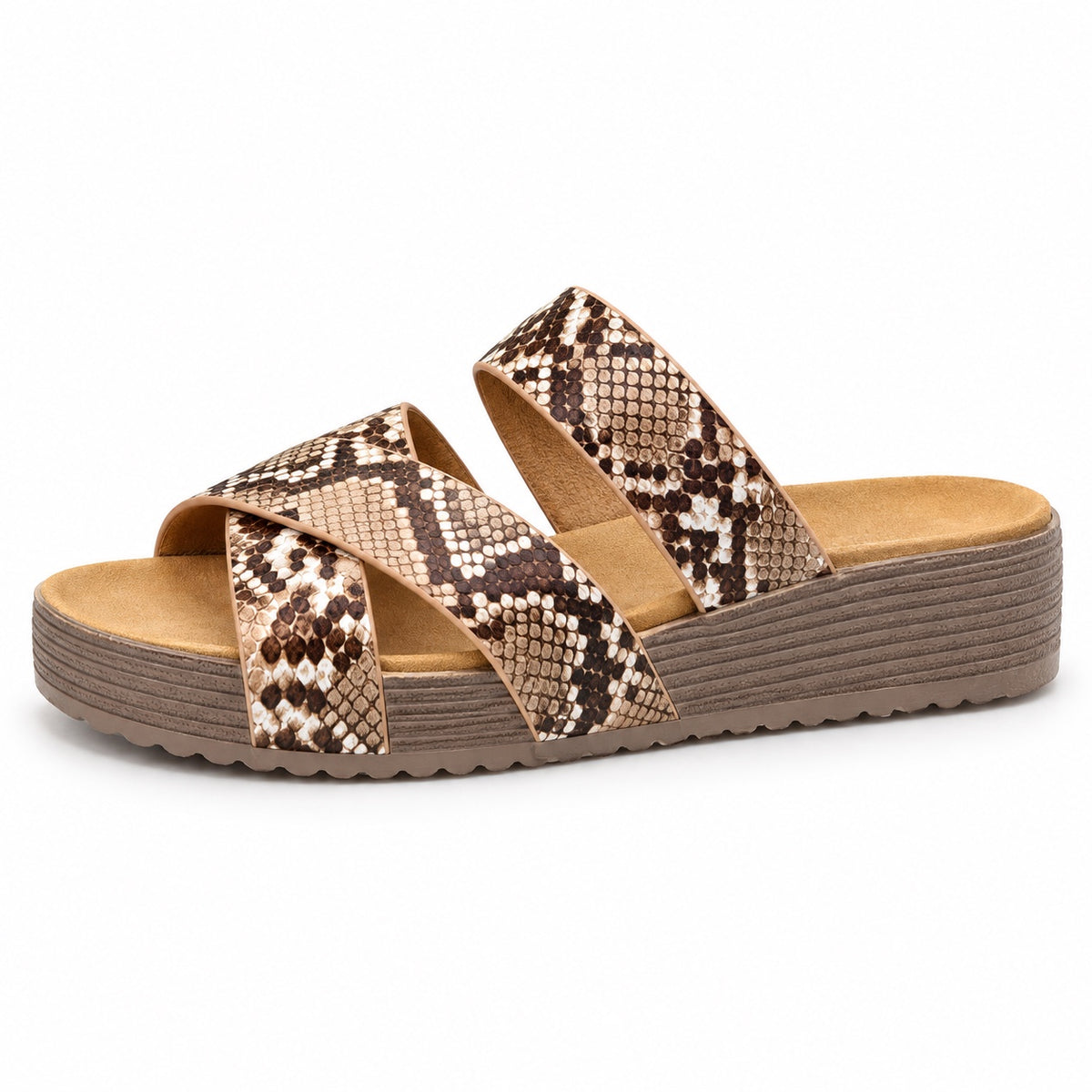 Rowan – Unisex Wide Toe Box Sandals in Snake Pattern
