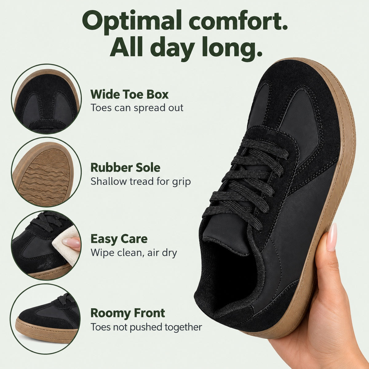Salazar – Unisex Wide Toe Box Shoes, features