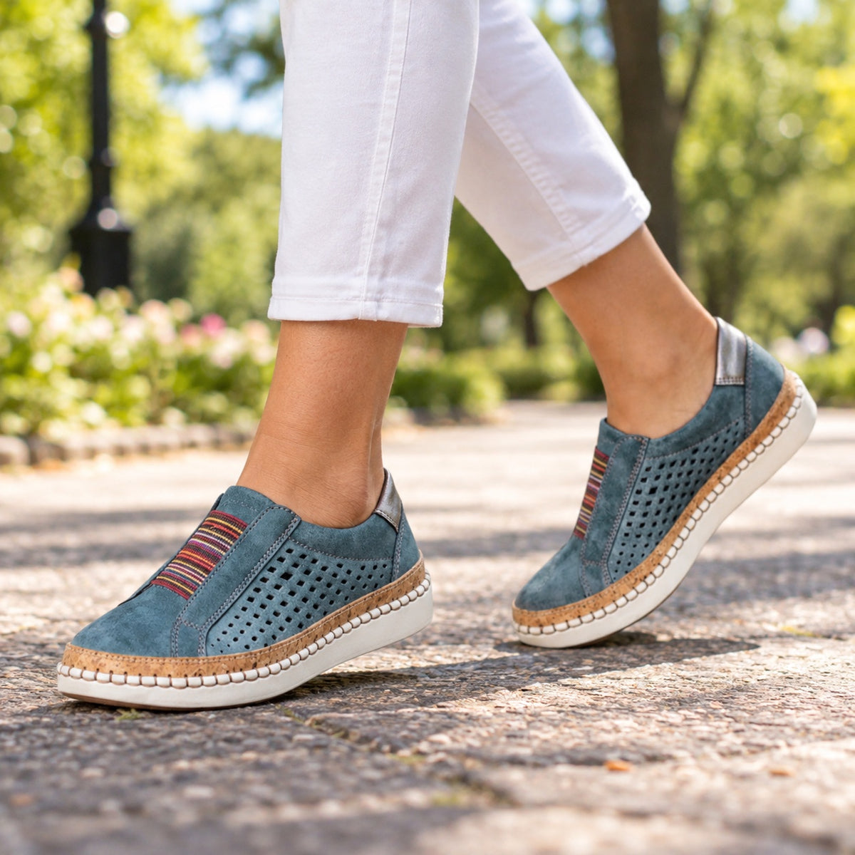 Tamara – Women's Slip-On Sneakers, worn on a walk