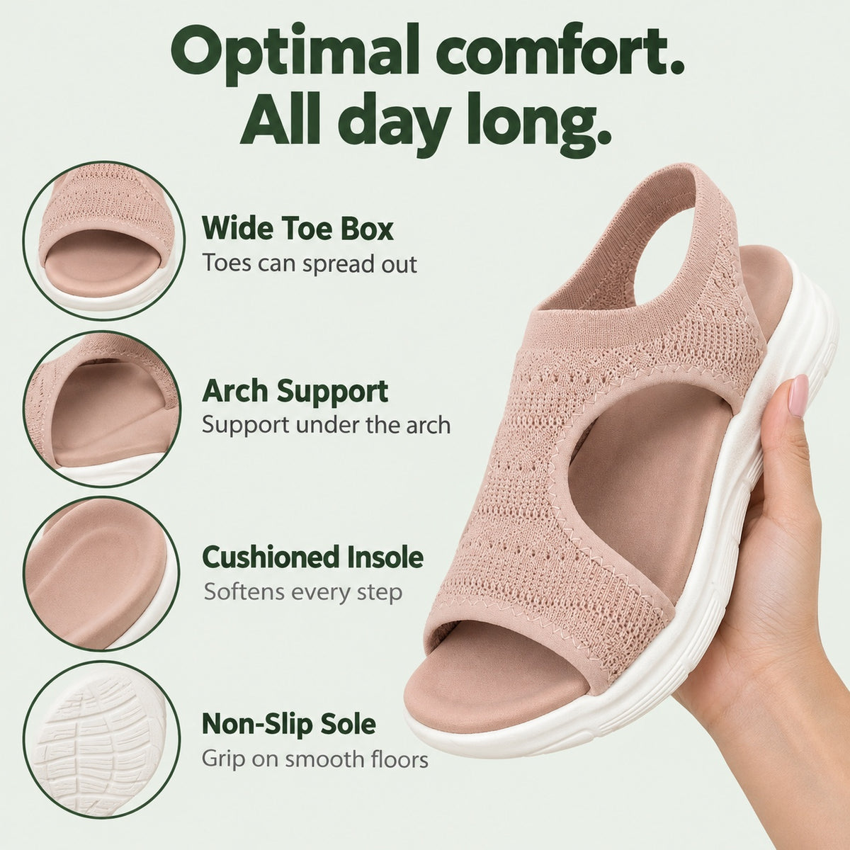 Teagan – Unisex Wide Toe Box Sandals, features