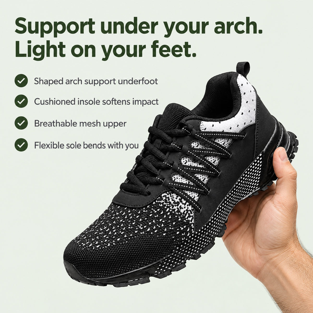 Theodore – Men's Arch Support Sneakers, key benefits