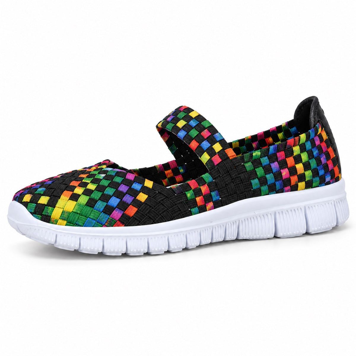 Thompson – Unisex Wide Toe Box Sneakers in Rainbow black