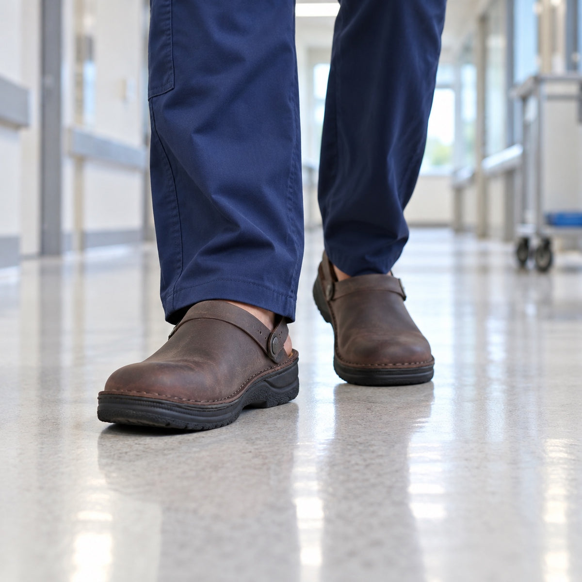 Townsend – Unisex Nursing Clogs, worn on a walk
