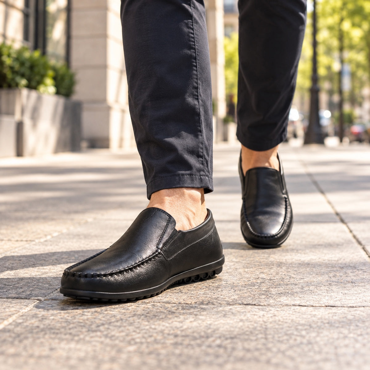 Trevor – Men's Non-Slip Loafers, worn on a walk