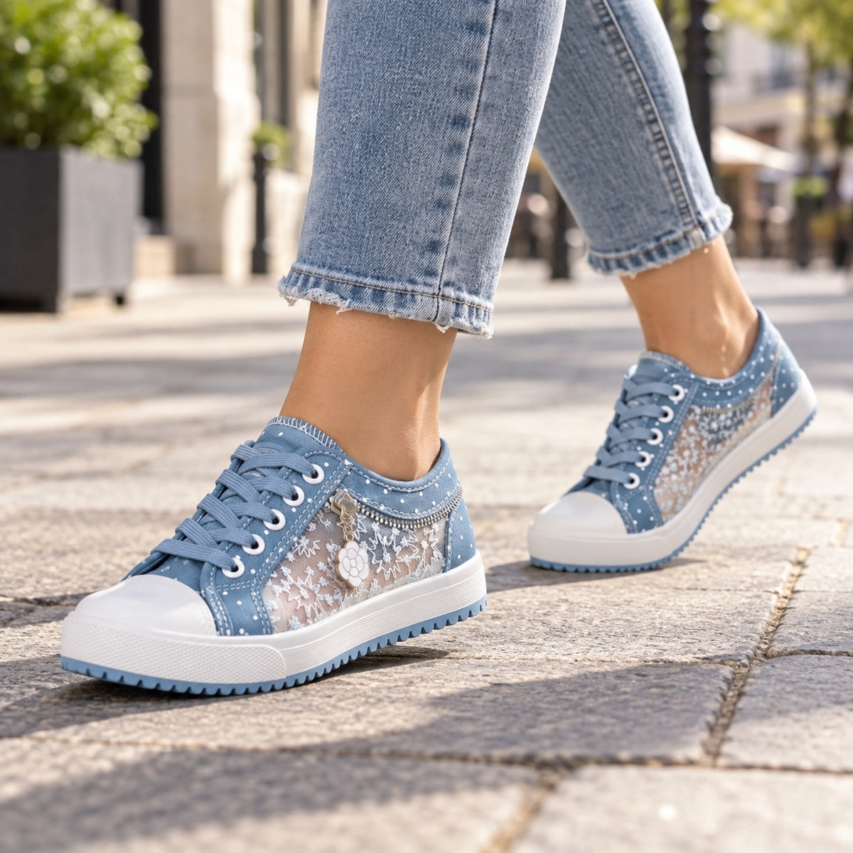 Violet – Women's Arch Support Sneakers, worn on a walk