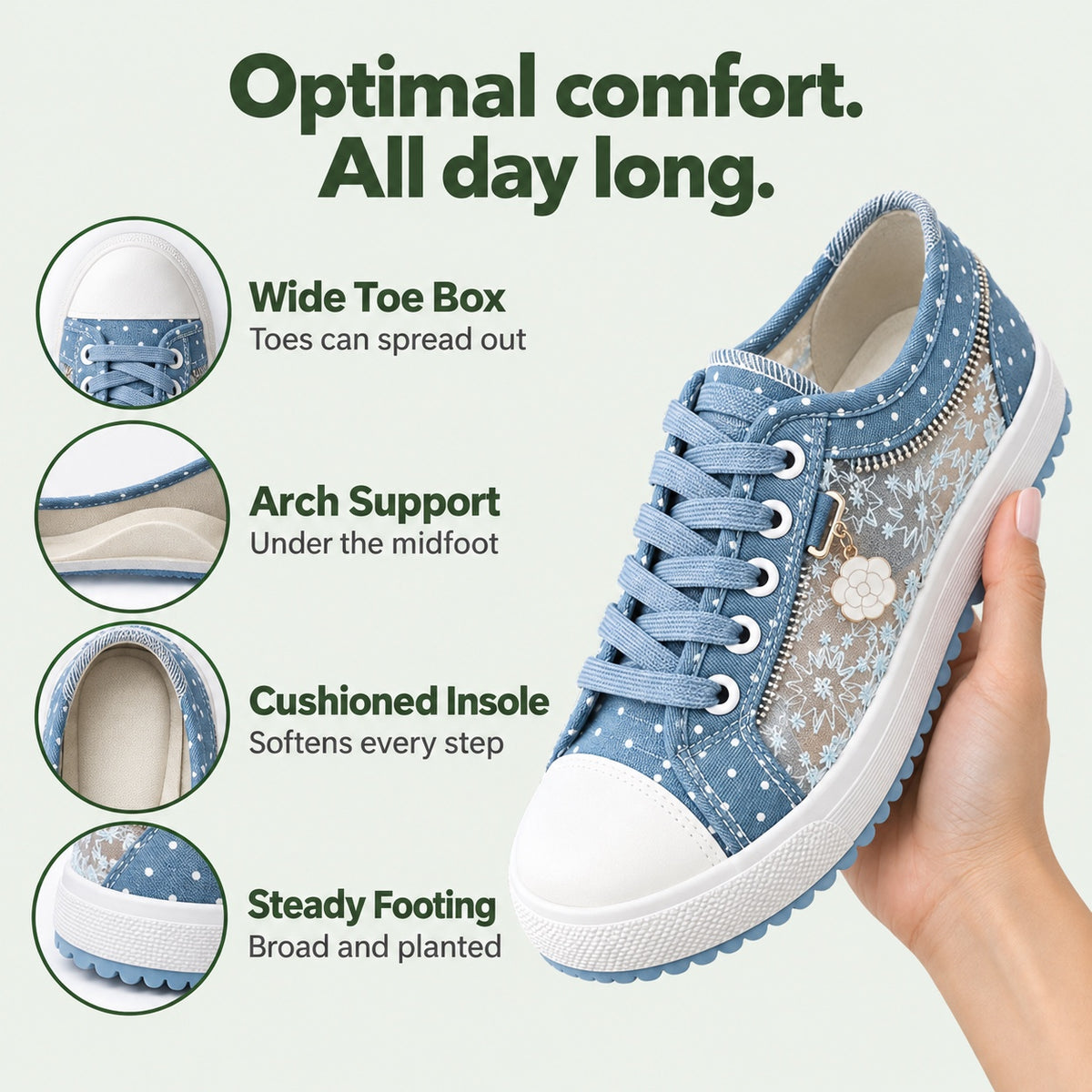 Violet – Women's Arch Support Sneakers, features