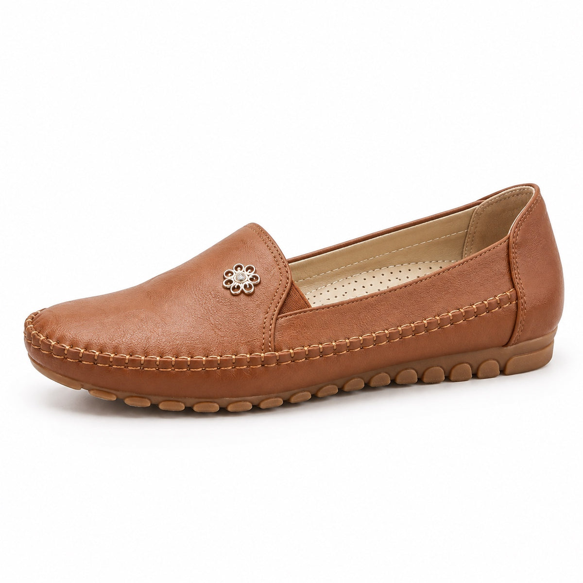 White – Unisex Slip-On Loafers in Khaki