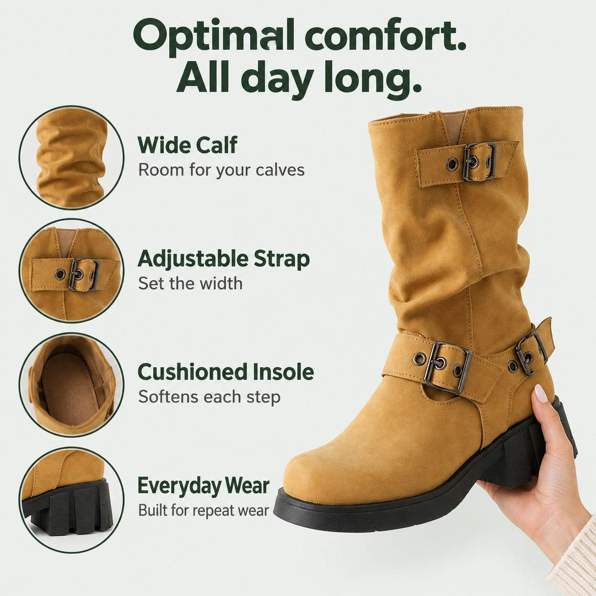 Wright – Unisex Wide Calf Boots, features