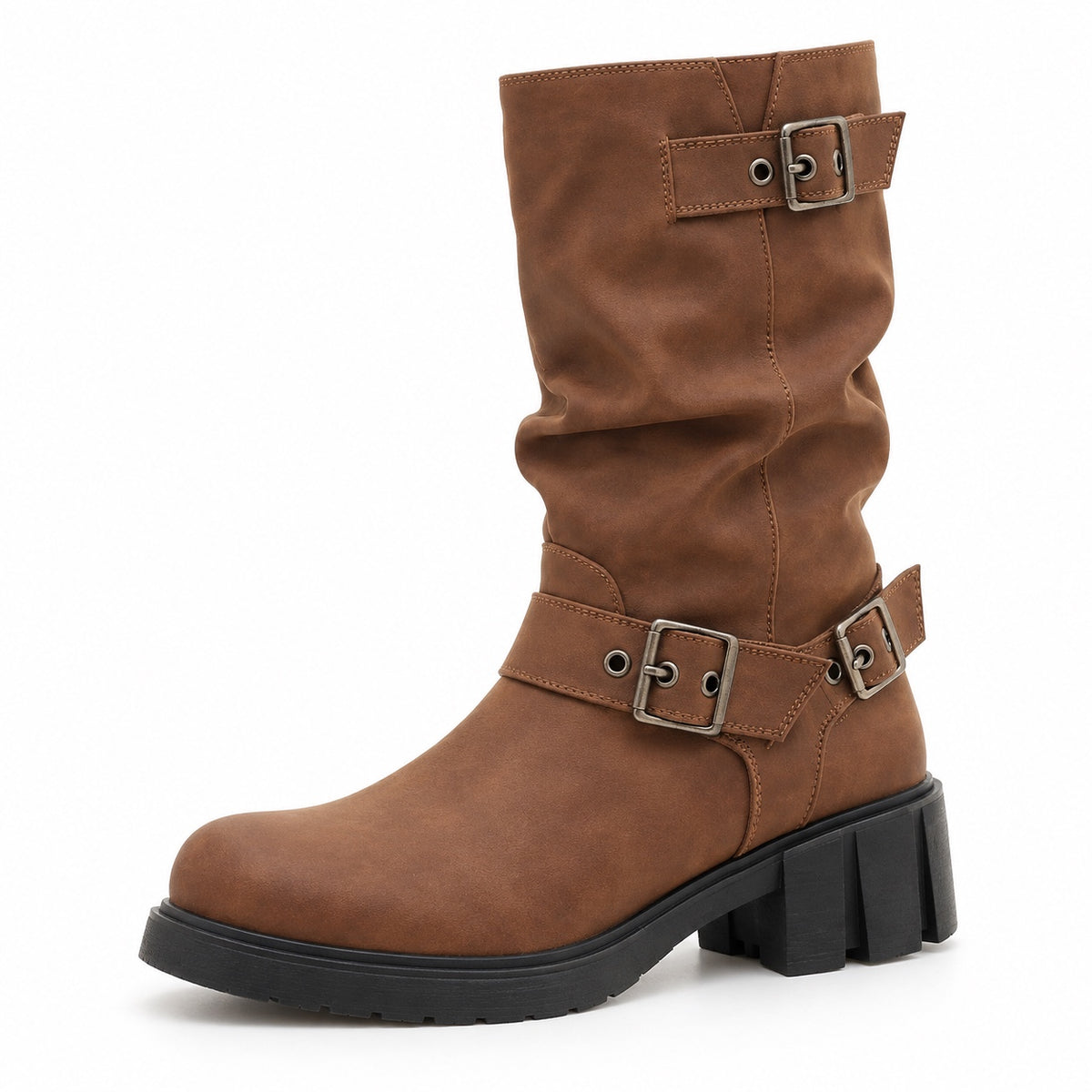 Wright – Unisex Wide Calf Boots in Brown