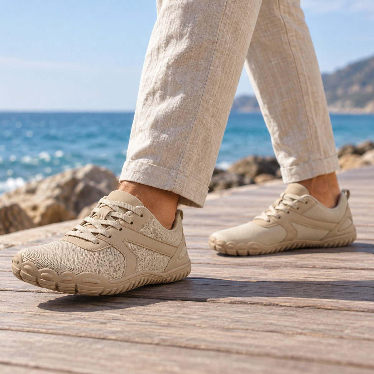 Adams – Unisex Barefoot Sneakers, worn on a walk