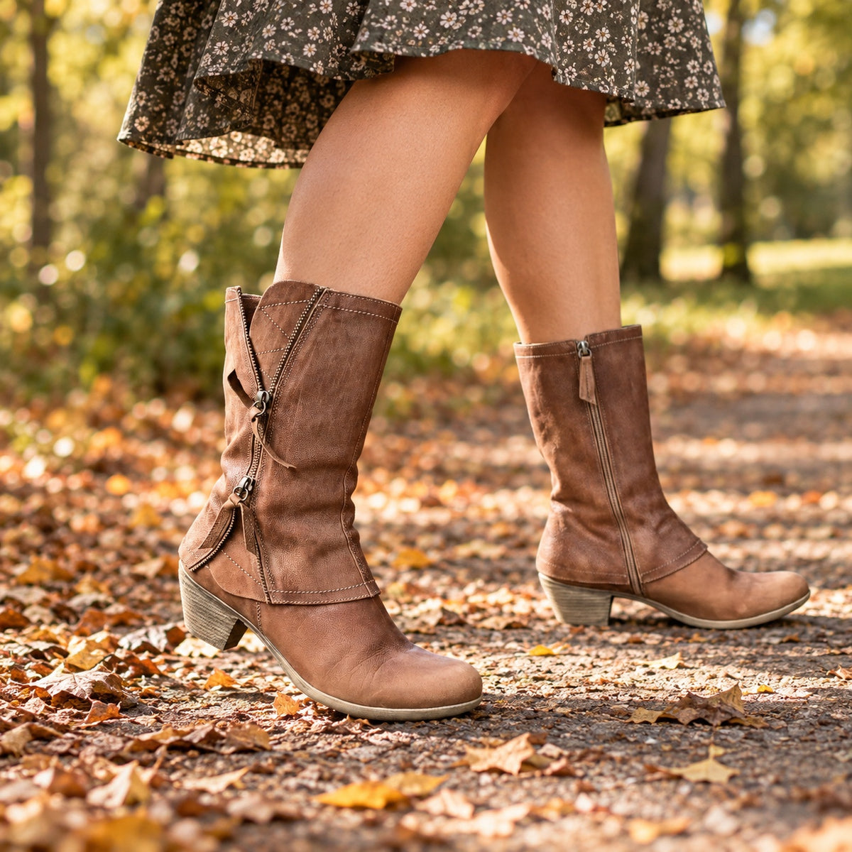 Adkins – Unisex Wide Calf Boots, worn on a walk