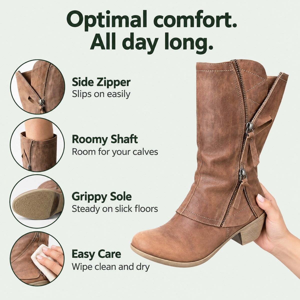 Adkins – Unisex Wide Calf Boots, features