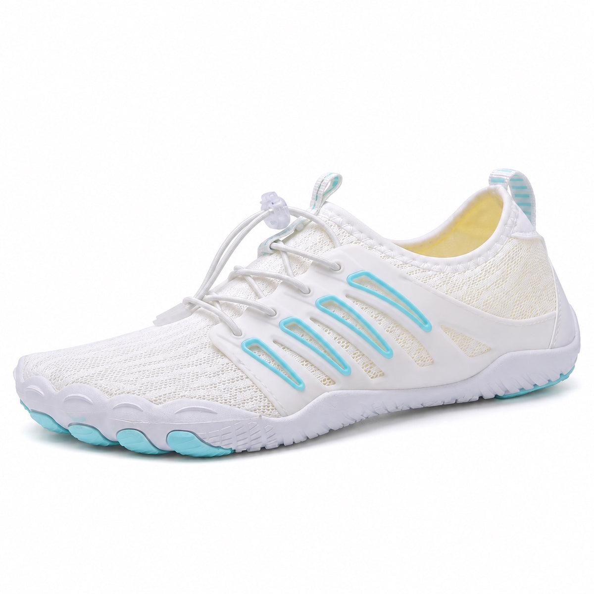 Alan – Women's Barefoot Sneakers in White/Blue