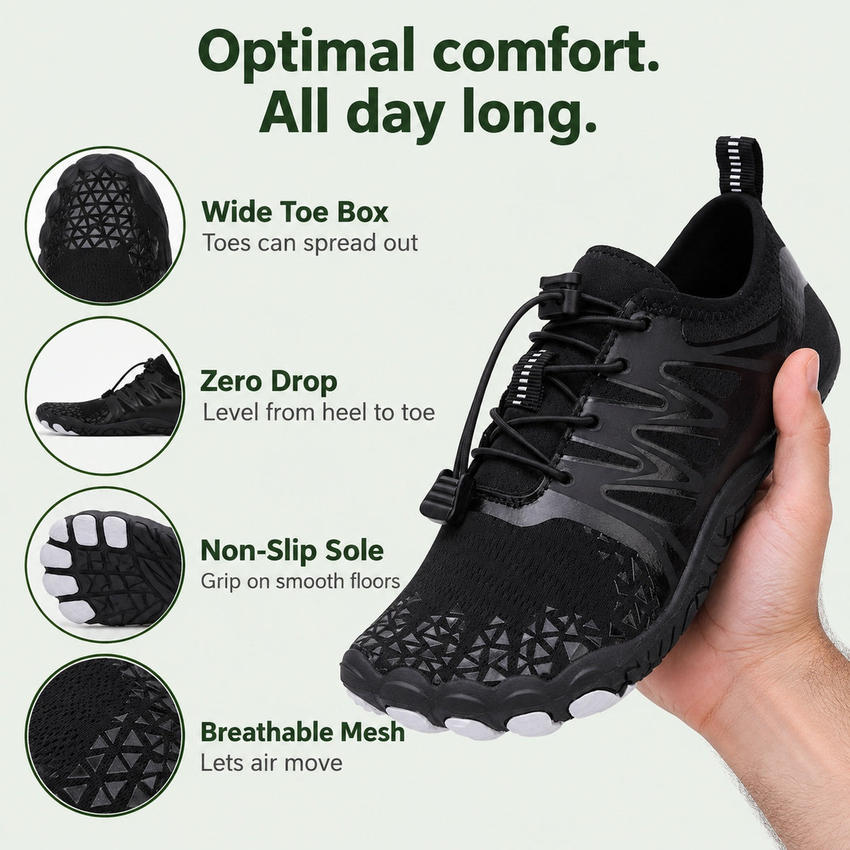 Andrews – Unisex Barefoot Shoes, features