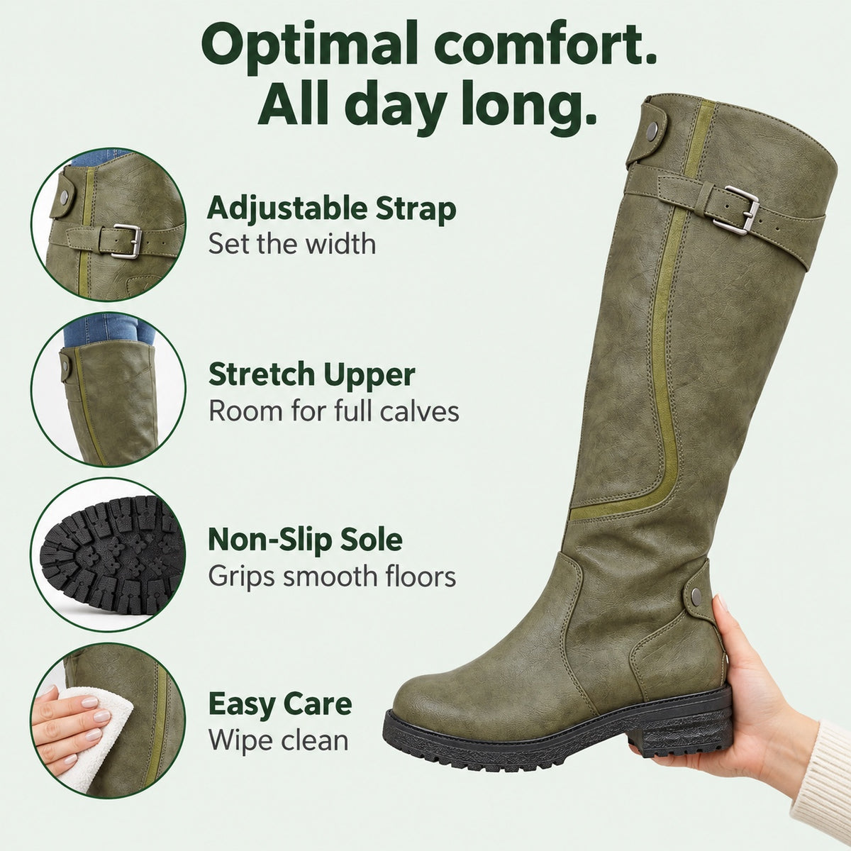 Angie – Women's Wide Calf Boots, features