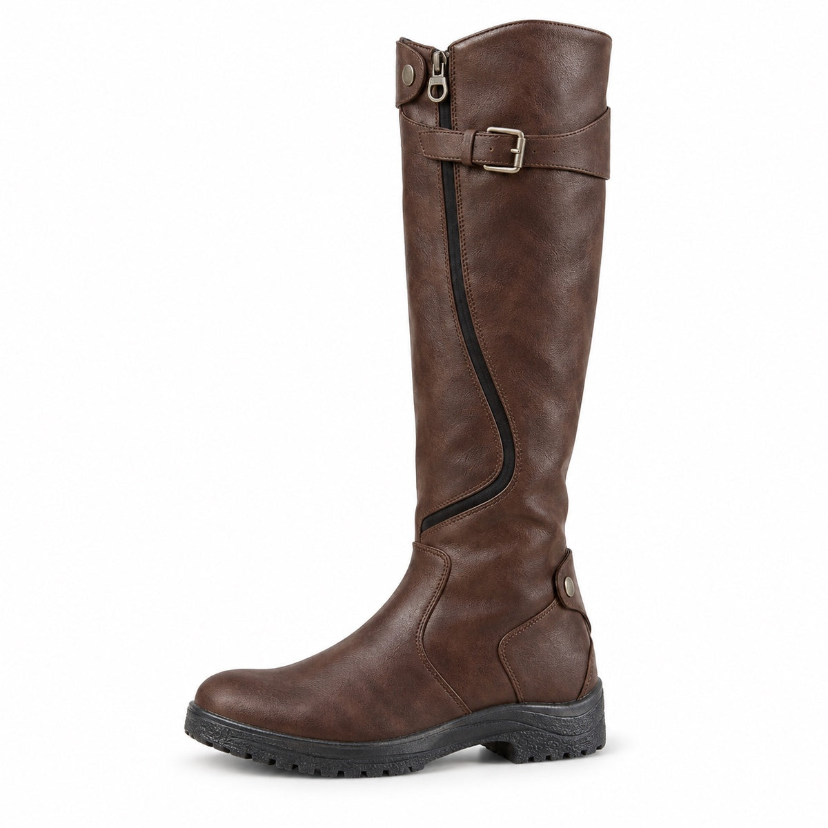 Angie – Women's Wide Calf Boots in Chestnut Brown