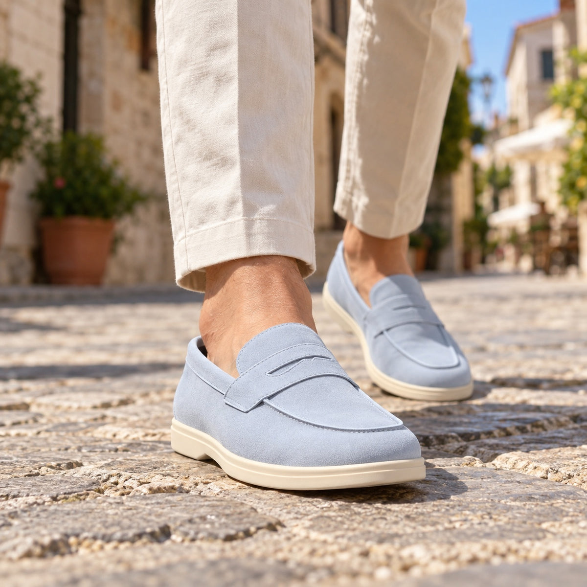 Archie – Men's Slip-On Loafers, worn on a walk