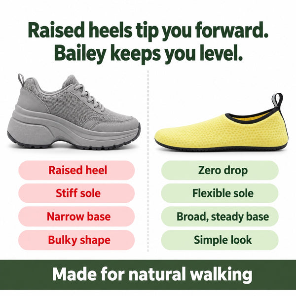 Bailey – Unisex Barefoot Shoes, compared with an ordinary shoe