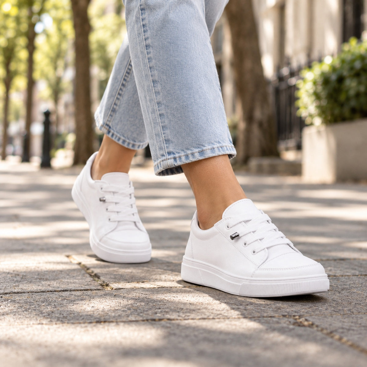 Becker – Unisex Slip-On Sneakers, worn on a walk