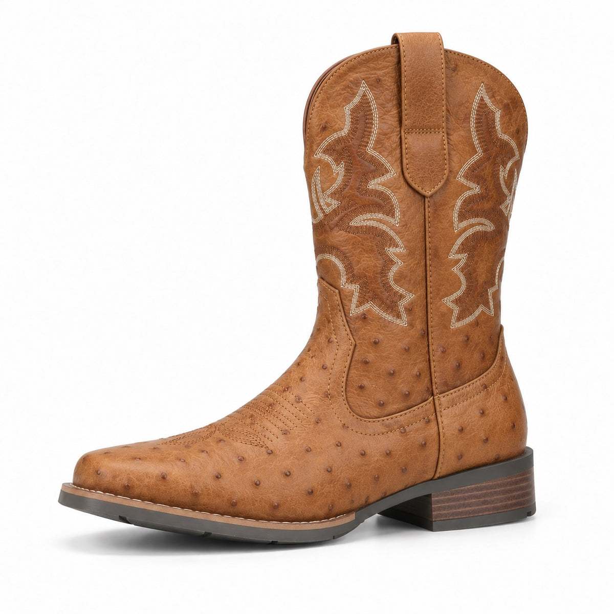 Beckett – Unisex Wide Calf Boots in Ostrich Tan