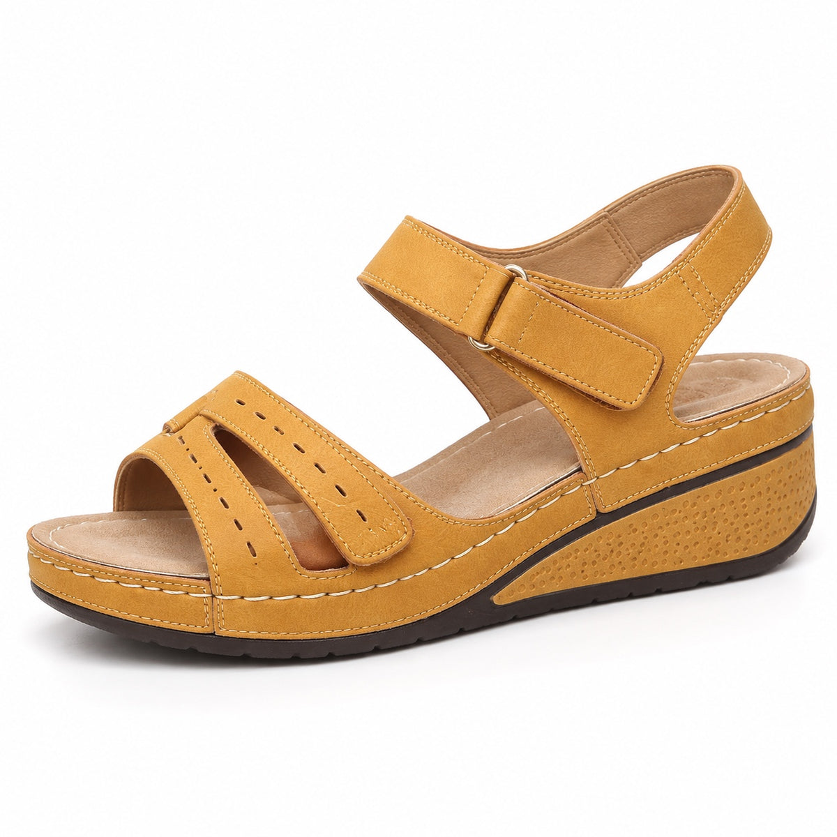 Brown – Unisex Wide Toe Box Sandals in Yellow