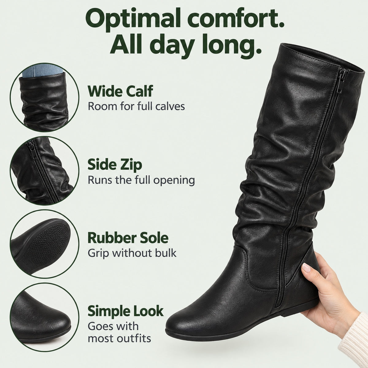 Cassidy – Unisex Wide Calf Boots, features