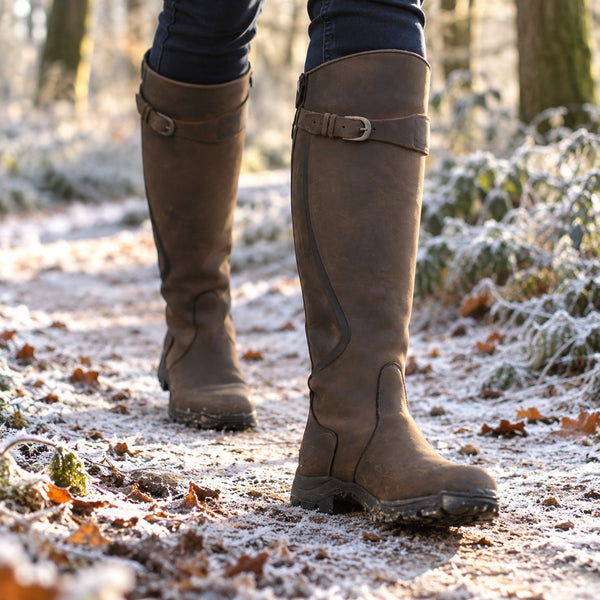 Celia – Women's Wide Calf Boots, worn on a walk