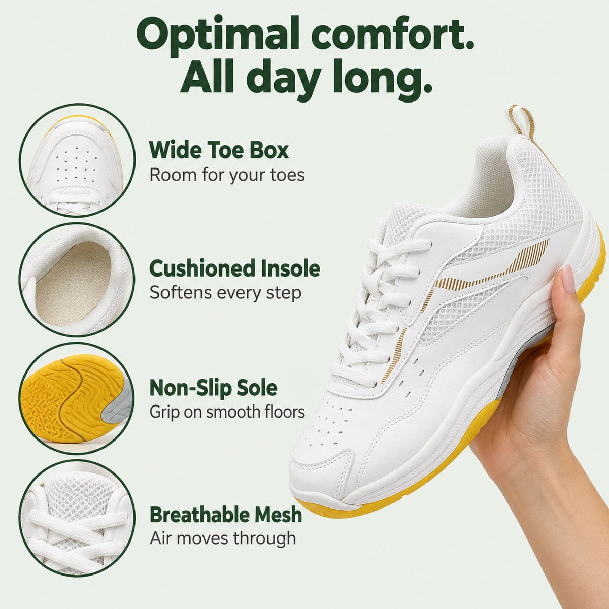 Cohen – Unisex Wide Toe Box Shoes, features
