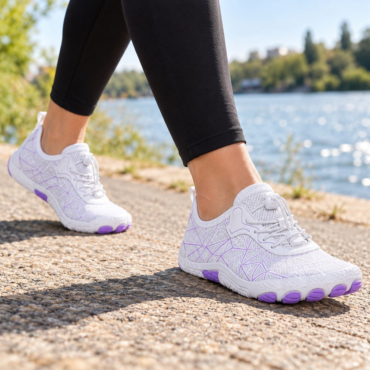 Conner – Unisex Barefoot Shoes, worn on a walk