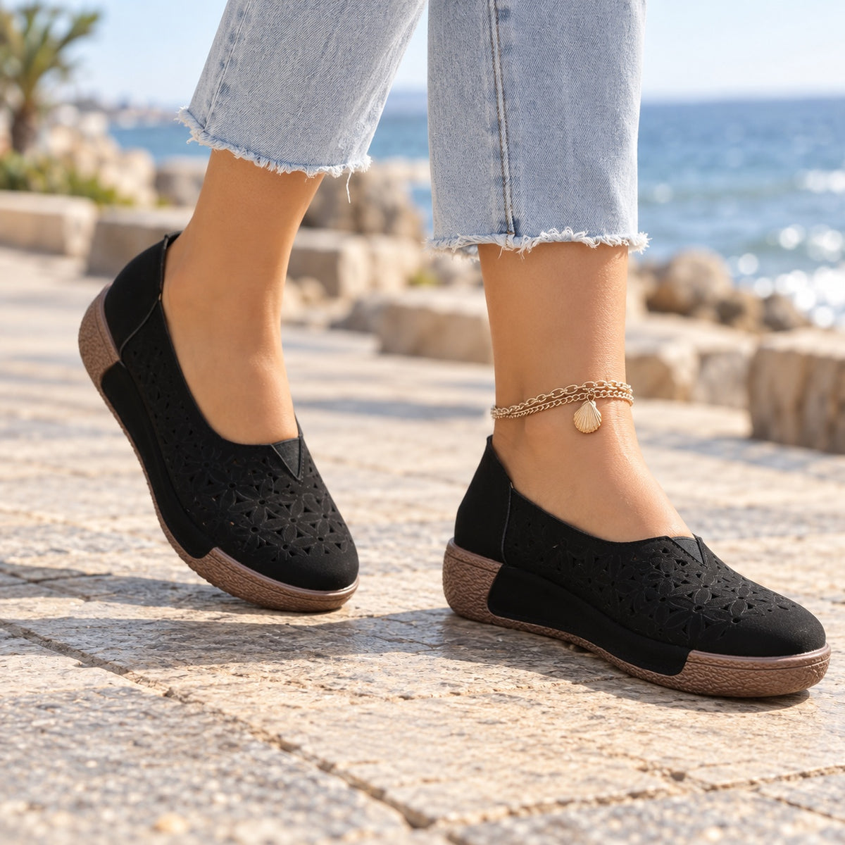 Debra – Women's Slip-On Loafers, worn on a walk
