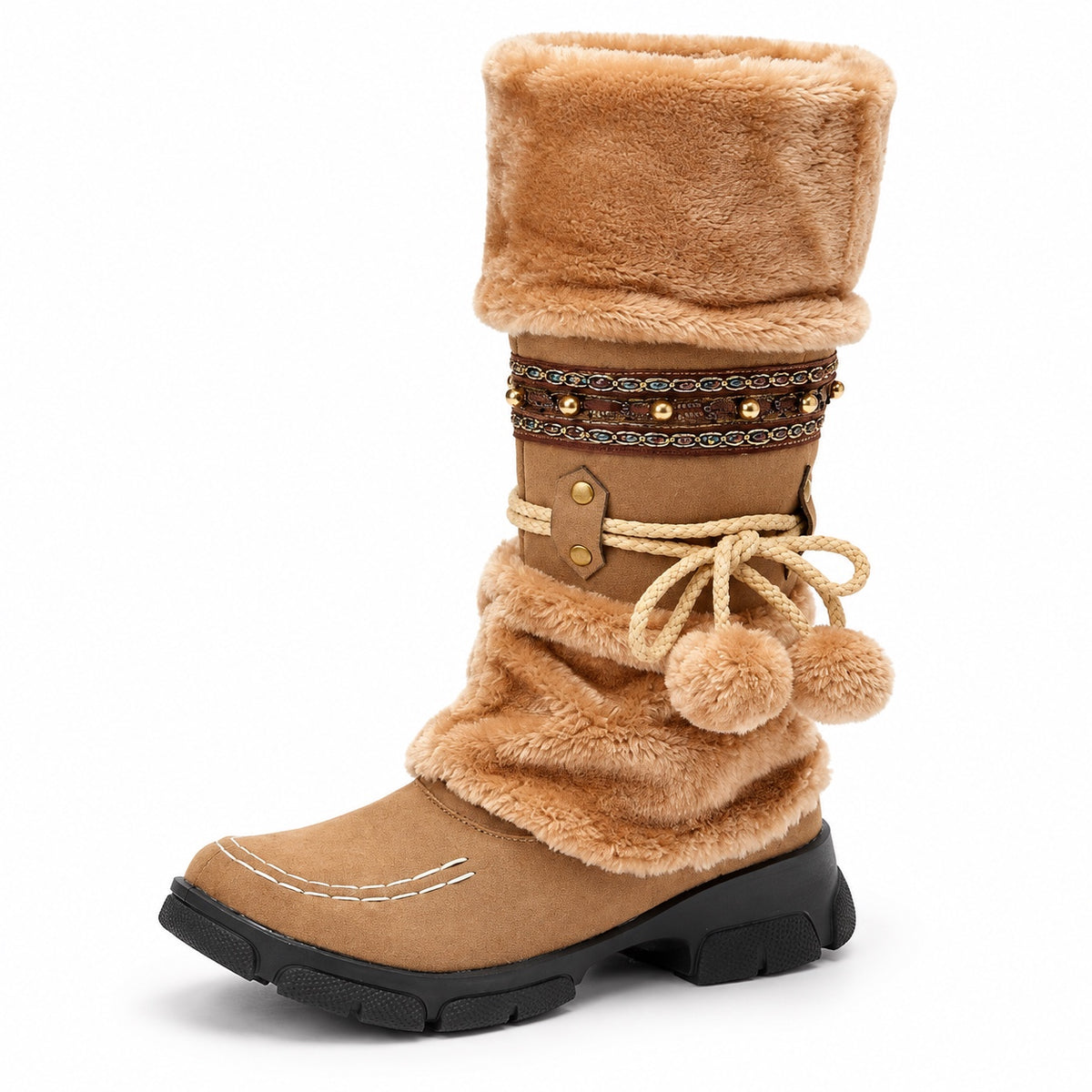 Dixon – Unisex Wide Calf Boots in Brown